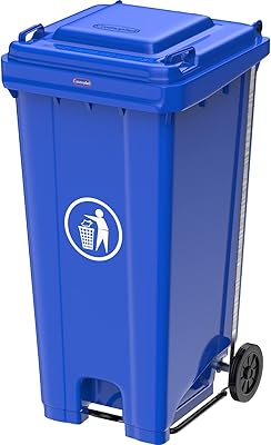 Cosmoplast 240 -liter industrial trash can with pedal and casters.. DIAYTAR NIGERIA brings the nation's largest product catalog to your doorstep at prices you'll appreciate.