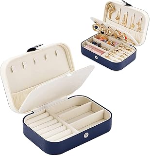 Icoat travel jewelry box, mini PU leather jewelry organizer for women girls, mini double -layer portable travel bag to display earrings, rings, necklaces and bracelets, blue.. With DIAYTAR Nigeria, you can browse through thousands of items at the best prices. Place your order today and receive it in less than a week.