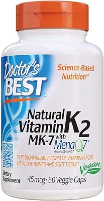 Doctor's Best, Natural Vitamin K2, MK-7, with Menaq7, 45 mcg, healthy bones and fabrics, 60 vegetarian capsules.. DIAYTAR NIGERIA: Bringing quality products to every Nigerian with affordable nationwide delivery.