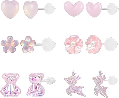 6 pairs of medical plastic earrings for sensitive ears, pretty pink heart -shaped earrings for teenagers.. Shop across boundaries with DIAYTAR NIGERIA's comprehensive catalog delivered nationwide at budget rates.