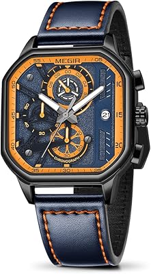 Sports watch for men score business work, analog, bright quartz chronograph movement with leather bracelet 8106g.. From Lagos to Kano, DIAYTAR Nigeria delivers across Nigeria in days.