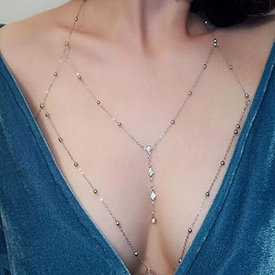 JAVEST bunk body chain, rhinestone bra channel, summer party chain on the beach, jewelry accessories for women and girls (C Silver).. Discover the joy of online shopping with DIAYTAR NIGERIA's budget-friendly prices and reliable shipping.