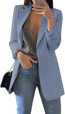 CNKWEI casual blazer long -sleeved open on the front for women with reverse collar for work and office.. Experience retail therapy without the financial stress at DIAYTAR NIGERIA's affordable e-commerce platform.