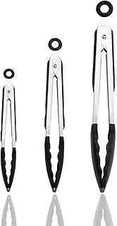 Silicone kitchen pliers - Handbooks and cooking in heat stainless steel heat, rubber pliers lockable stainless steel non -stick for salad service, barbecue, grills, frying (lot of 3) Gibi product (black).. DIAYTAR NIGERIA: Where affordability meets variety, with thousands of products delivered in less than 8 days.