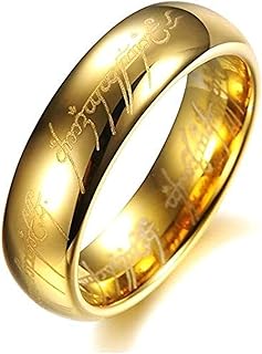 6 mm gold plated unisex engraved ring, lord of the ring.. DIAYTAR NIGERIA transforms dreams into deliveries with our affordable prices and reliable shipping.