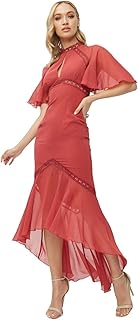 Little Mistress Luisa Marsala long dress for women with lace hem.. Shop with confidence at DIAYTAR NIGERIA, offering extensive product variety with nationwide delivery.