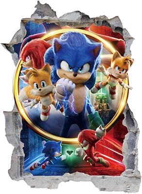 Sonic wall sticker, Decoration Wall of Cartoon Bedroom for children, self-adhesive wall sticker, Hedgehog video game sticker, birthday party supplies.. Your ultimate shopping destination, DIAYTAR NIGERIA combines extensive selection with affordable shipping.