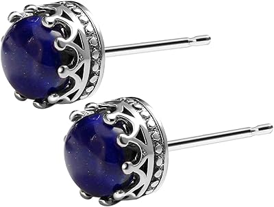 Jeweboo - Sterling 925 silver crown earrings with precious healing crystal stones.. DIAYTAR NIGERIA makes quality accessible with low prices and reliable 5-8 day nationwide delivery.