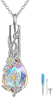 UrNE necklace of cremation jewelry for silver silver Sterling S925, human-gold, crystal pendant in tear-shaped, women's necklace, commemorative jewelry, gifts, sterling silver, crystal.. DIAYTAR NIGERIA transforms dreams into deliveries with our affordable prices and 5-8 day shipping.