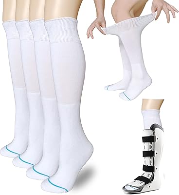 Orthopedic walking socks, medical tube socks under air cam for walks and fractures, plaster surgical boots, white leg covers, 4 pairs.. Your go-to destination for affordable online shopping, DIAYTAR NIGERIA delivers in under 8 days.