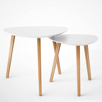 Triangular Bamos triangular side table, set of 2 single and modern low tables for living room and balcony, white.. Shop like never before with DIAYTAR NIGERIA's comprehensive marketplace and budget-friendly shipping.