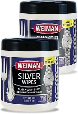 Cleaning and polishing wipes for Weiman jewelry - 20 pieces - Package of 2 - Use on silver, old jewelry, brass, aluminum, brass and silver.. With DIAYTAR Nigeria, your wishlist becomes reality, fast.
