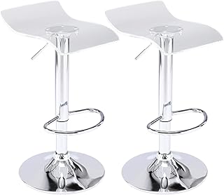 Set of chairs in acrylic Brague Living, transparent adjustable swivel bar chair, without backrest, bar chairs at counter for kitchen, dining room, coffee (transparent).. DIAYTAR NIGERIA: Your affordable marketplace with reliable 5-8 day shipping across Nigeria.