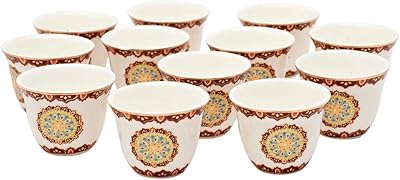 A set of Moroccan coffee cups, 12 pieces, Chalou good china, multicolored KK-CAW-RD.. DIAYTAR NIGERIA: Creating access to affordable products for every Nigerian with our swift delivery service.