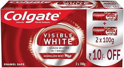 Visible colgate toothpaste White Dazzling White, sparkling mint - 200 g (Economic pack).. DIAYTAR NIGERIA: Making online shopping accessible with affordable prices and nationwide delivery service.
