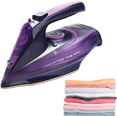 Anti-dried wireless steam iron with non-stick ceramic sole, fast and uniform heat of 2,400 W, self-cleaning, 5 temperature settings, 360 ml water tank, perfect for laundry room and trips (A: purple).. You deserve better shopping — choose DIAYTAR Nigeria today.