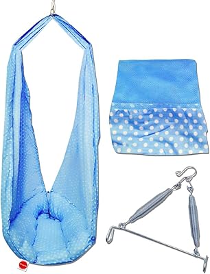 Balançoire support for baby vparents with mosquito net and spring (blue).. Shop with confidence at DIAYTAR NIGERIA, enjoying competitive prices and delivery within 8 days.
