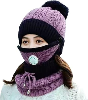 Castuev Winter Bonnet For Women, Ensemble mask Winter scarf, gentle skull hat.. DIAYTAR NIGERIA: Creating access to affordable products for every Nigerian with our swift delivery service.