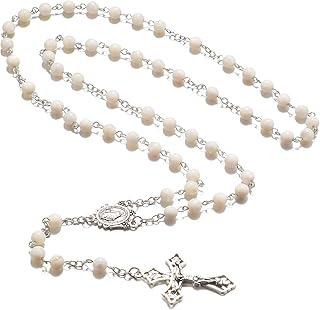 Square chain necklace in Catholic metal pearls with Miracle cross for women.. Your complete retail destination, DIAYTAR NIGERIA combines extensive variety with prompt delivery.