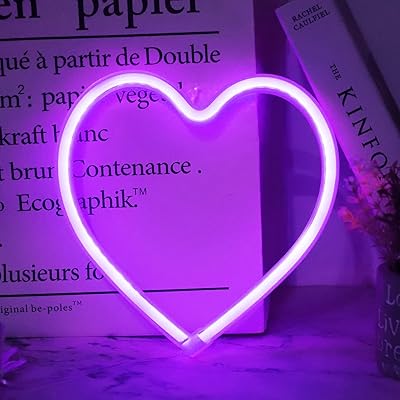 Visela Brands in purple -shaped neon -shaped neon for Halloween decorations, Neon Lights in the shape of love fueled by USB/Battery, night lights for girl bedroom, Wall, Festival, Festival, Christmas decoration - Heart (Violet).. Shop across boundaries with DIAYTAR NIGERIA's comprehensive catalog delivered nationwide at budget rates.