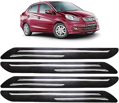 Protection of Honda Amaze 2018 bumper (batch of 4) black (style - double chrome band).. DIAYTAR NIGERIA: Your affordable gateway to thousands of products delivered within a week.