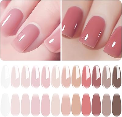 Set of 12 nail varnish light beige nude vishine, set of gels for neutral skin tones, UV nail varnish and transparent LEDs, 8 ml.. DIAYTAR NIGERIA makes online shopping accessible to all with budget-friendly prices and reliable delivery.
