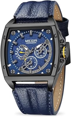 Sports watch chronograph an analog quartz for men Megir leather bracelet.. Discover shopping simplified with DIAYTAR NIGERIA's comprehensive platform and reliable 5-8 day shipping.