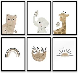 Images of wall art for children, children's bedroom decoration, children's bedroom decoration, children's bedroom decoration, jungle animal bedroom decoration, children's bedroom images, children's bedroom wall (A4-8 x 12 inches) 6 pieces.. Shop with confidence at DIAYTAR NIGERIA, enjoying competitive prices and delivery within 8 days.