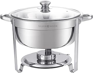 Silver Moon Round Cooking Buffet In 4.5 -liter stainless steel with glass cover, stove for buffet and party restoration.. Shop confidently with DIAYTAR NIGERIA, offering affordable prices and reliable delivery within a week.