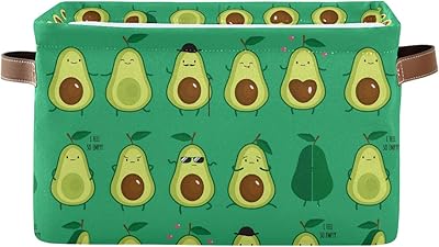 Large foldable storage basket Senya Funny Fabric Avocado tissue with handles.. Shop smarter, not harder with DIAYTAR NIGERIA - thousands of products at your fingertips with affordable delivery.