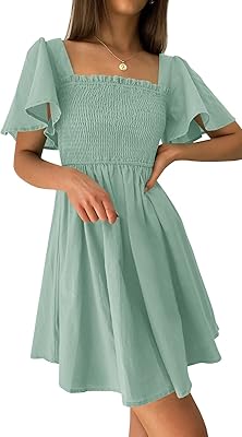 Wenrine Short flared dress with square collar for women short sleeves.. Shop from our extensive catalog at DIAYTAR NIGERIA and enjoy doorstep delivery in just 5-8 days.