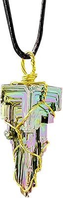 Cristal pendant of natural bismuth, crystal collar for women, spiritual healing stones, natural precious stones jewelry with leather cord for women and men.. Experience retail convenience with DIAYTAR NIGERIA's comprehensive platform and 5-8 day nationwide shipping.