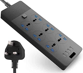 Be-One universal extension adapter (6 lanes 4 USB, black/2 meters).. Explore limitless products on DIAYTAR Nigeria — at the lowest prices.
