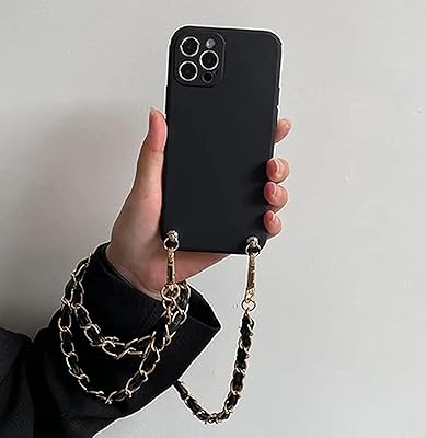 A mobile phone case for iphone 14 plus with a leather chain shoulder