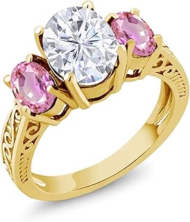 Jem Stone King ring in 18 -carat yellow gold plated silver and pink sapphire set with Moissanite (3.30 ct), gem metal, synthetic moissanite sapphire.. Nigeria's fastest-growing e-commerce site offers unbeatable prices and delivery within 8 days.