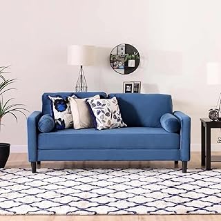 Three -seater sofa in mujin fabric (blue).. DIAYTAR NIGERIA: Where shopping meets satisfaction with affordable prices and prompt delivery services.