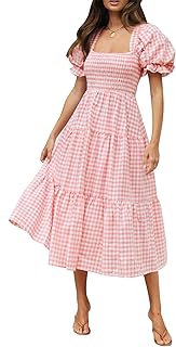 Zesica Woman Summer Bohemian Check Square Color Sleeping Sleeping with Loose Midi Length Light.. Enjoy low prices, wide selections, and reliable delivery with DIAYTAR Nigeria.