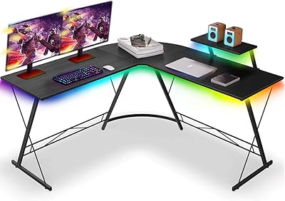 Computer -shaped computer corner desk, game desk with LED band, home game desk with screen support, ergonomic game table (black).. Shop smarter with Nigeria's premier e-commerce platform, featuring affordable products delivered nationwide.