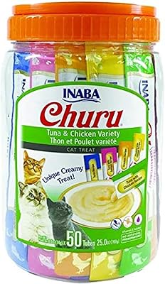 Snacks Inaba with mixed tuna and chicken flavors for cats 50 pieces/package.. Make shopping fun and stress-free with DIAYTAR Nigeria.