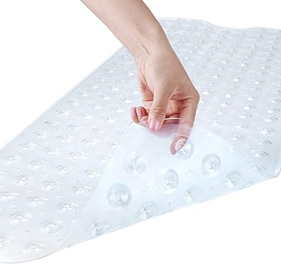 Sky touch non -slip bath mat with suction cups and drainage holes, machine washable, extra wide, light -color accessory.. DIAYTAR NIGERIA brings a world of products to your fingertips with affordable prices and quick delivery.