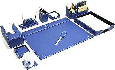 FIS management desk set in Italian polyurethane, 9 pieces, blue - FSDS172BL.. Discover the perfect balance of price and convenience with DIAYTAR NIGERIA's nationwide e-commerce platform.