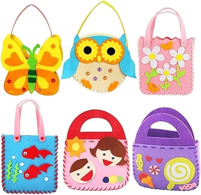Children's sewing kit, children's sewing kit, felt -felt craft kit for children and beginners, fabric handbag, pack of 6.. Experience budget-friendly shopping at DIAYTAR NIGERIA, Nigeria's premier online marketplace with quick delivery.