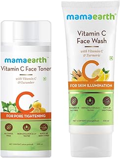 Vitamin C set for brilliant skin (vitamin C - Face cleanser 1 ml + tonic 2 ml) of Mamerearth.. DIAYTAR NIGERIA: Your affordable gateway to thousands of products shipped nationwide within the week.