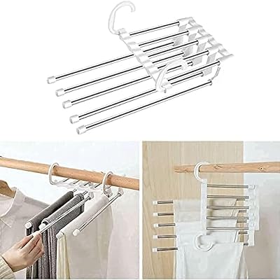 Folding Castowave 5 in 1, multi-layer, multilayer, for wardrobe, space saving, Magic Foldable Stainless Steel Hanging to hang clothes, pants, jeans.. DIAYTAR NIGERIA: Putting quality products within reach of every Nigerian through our affordable marketplace.