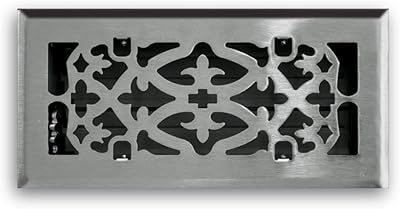 Fruit C164-OSN 04x12 (Durab opening measurements) 4-inch decorative floor grid, 12 inch, floor diffuser with ornamental scrolls, nickel satin finish.. DIAYTAR NIGERIA: Your trusted partner for affordable online shopping with reliable delivery timeframes.