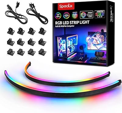 RVB LED strip Adjustable in neon, Speclux 2 x 15.7 inches WS2812 RGBIC LED strip Magnetic rainbow for 5 V 3 pins will have sync, Gigabyte RGB Fusion, MSI MYSTIC LIGHT SYNC, with 12 powerful magnetic supports.. DIAYTAR NIGERIA puts thousands of products at your fingertips with affordable prices and delivery within a week.