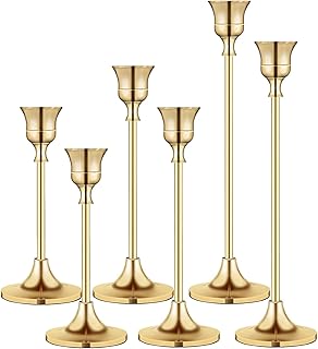 3 -piece goronb conical candlesticks set of golden brass candlesticks.. DIAYTAR NIGERIA: Where affordability meets variety in Nigeria's most comprehensive online marketplace.