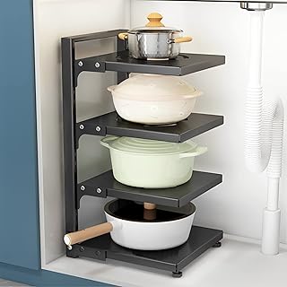 Organizer of pans and stoves, support and storage under the sink, adjustable kitchen storage and utensil support easy to install for the organization and storage of the kitchen (4 levels).. DIAYTAR NIGERIA transforms dreams into deliveries with our affordable prices and reliable shipping.