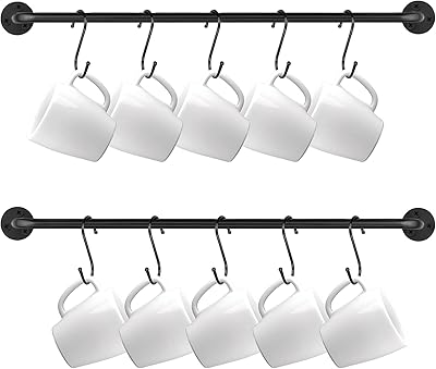 Wall coffee racles, coffee rods, wall racks, wall holder, set of 2, black (black).. Shop from anywhere in Nigeria and receive your DIAYTAR purchases at affordable prices within a week.