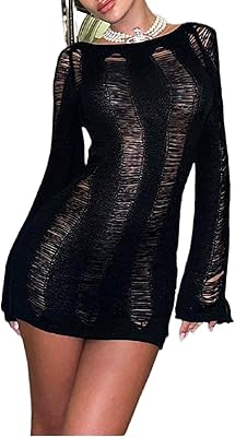 Mini knitted backless dress for women, long sleeves, openwork, bare back, tight, cut, summer beach dress Y2K 2022.. Your ideal shopping companion, DIAYTAR NIGERIA offers unmatched variety with delivery within a week.